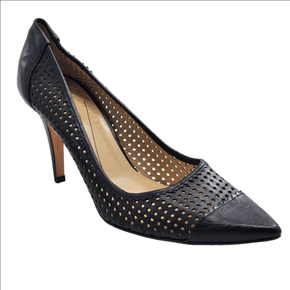 KATE SPADE Black‎ Perforated Pointed Toe Leather Pump Heels Size 9.5
